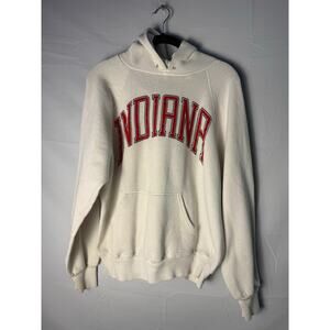 Vintage 90s Basset Walker INDIANA University White Hoodie Pullover Men's Medium